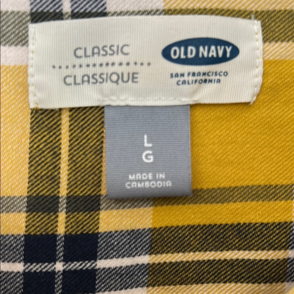 Old Navy Yellow and Black Woman's Large Casual Button Down Shirt - Picture 2 of 8
